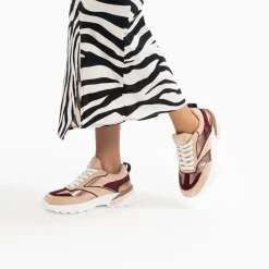 Vanessa Wu Sneakers>Baskets Agnes Beige Et Prune A Semelle Oversize
