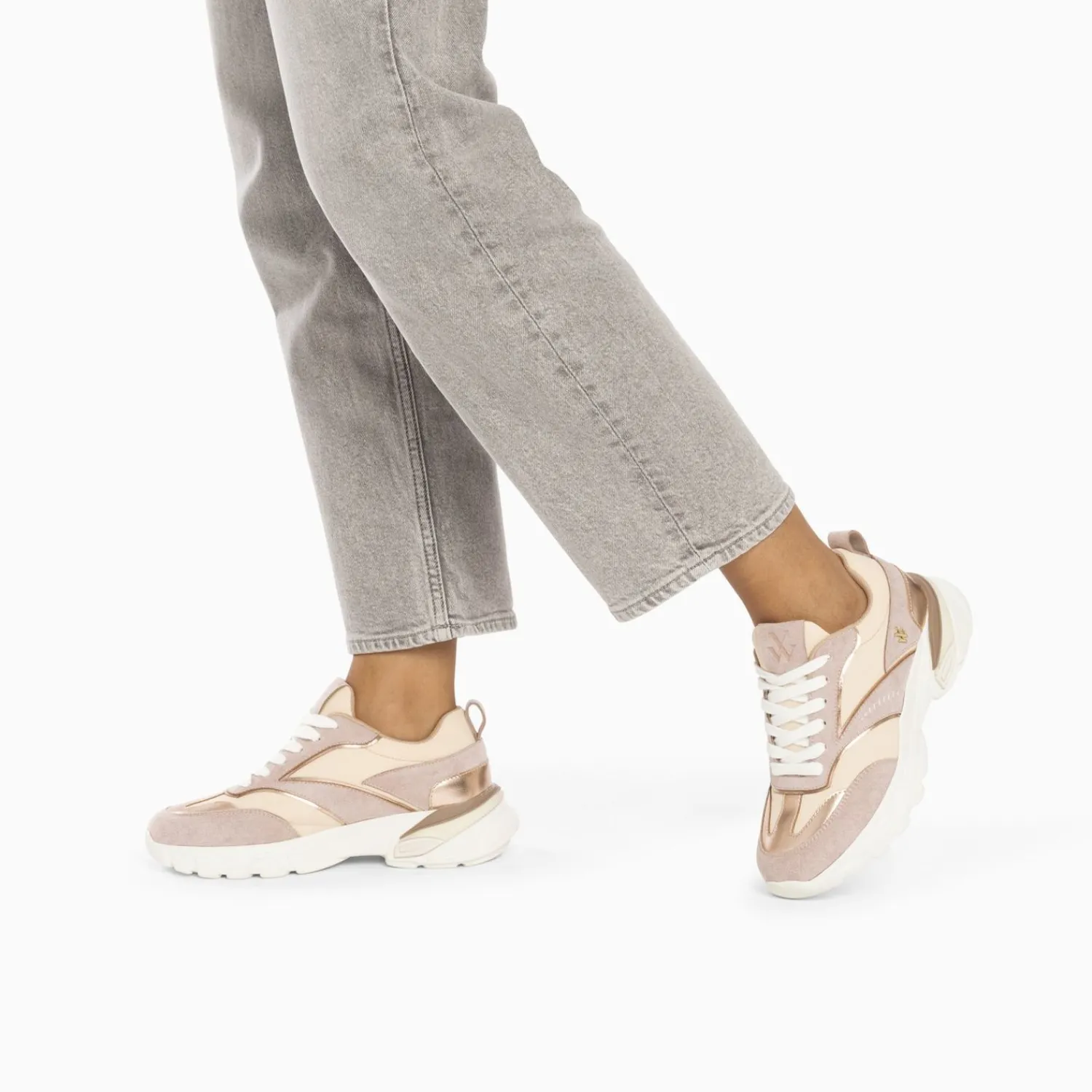Vanessa Wu Sneakers>Baskets Alexane Lilas Et Rose Gold A Semelle Epaisse