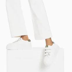 Vanessa Wu Sneakers>Baskets Angela Blanc Et Kaki Serpent A Plateforme