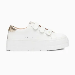 Vanessa Wu Sneakers>Baskets Angela Blanc Et Or Serpent A Plateforme