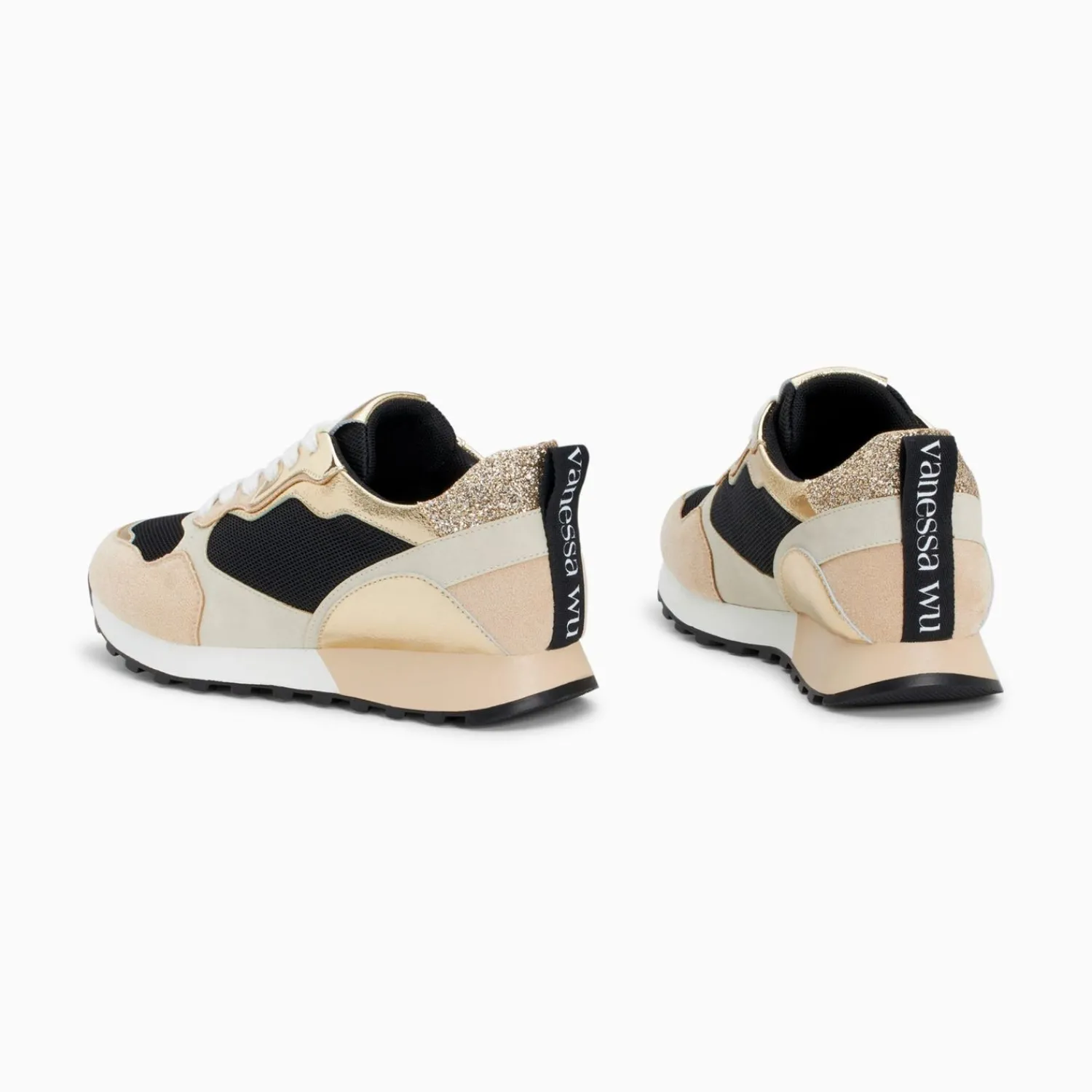 Vanessa Wu Sneakers>Baskets Berenice Noir Et Beige A Semelle Running