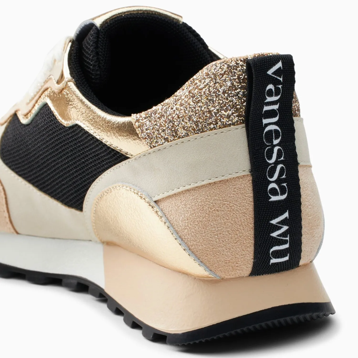 Vanessa Wu Sneakers>Baskets Berenice Noir Et Beige A Semelle Running