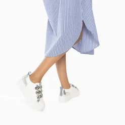 Vanessa Wu Sneakers>Baskets Bridget Argent Et Zebre A Plateforme