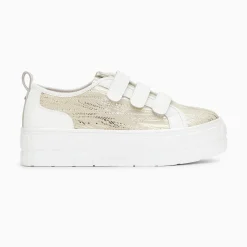Vanessa Wu Sneakers>Baskets Bridget Beige Et Or Zebre A Plateforme