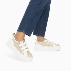 Vanessa Wu Sneakers>Baskets Bridget Beige Et Or Zebre A Plateforme