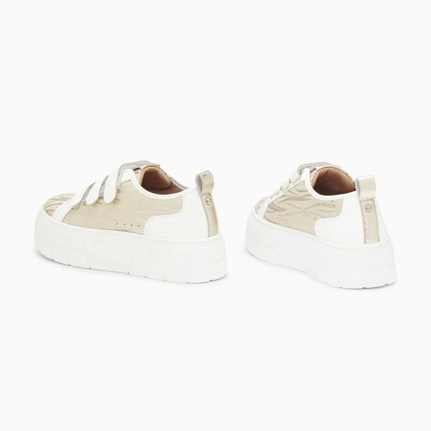 Vanessa Wu Sneakers>Baskets Bridget Beige Et Or Zebre A Plateforme