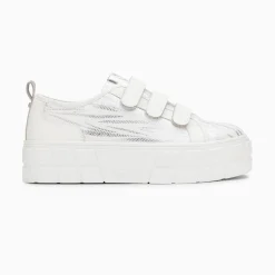 Vanessa Wu Sneakers>Baskets Bridget Blanc Et Argent Zebre A Plateforme