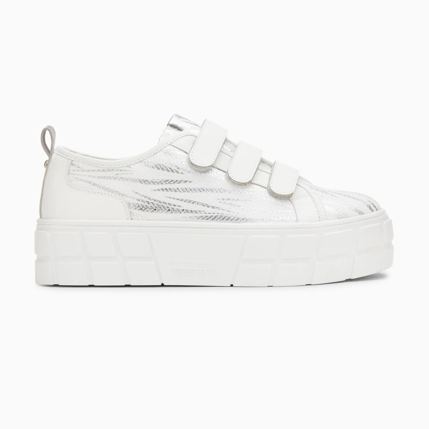 Vanessa Wu Sneakers>Baskets Bridget Blanc Et Argent Zebre A Plateforme
