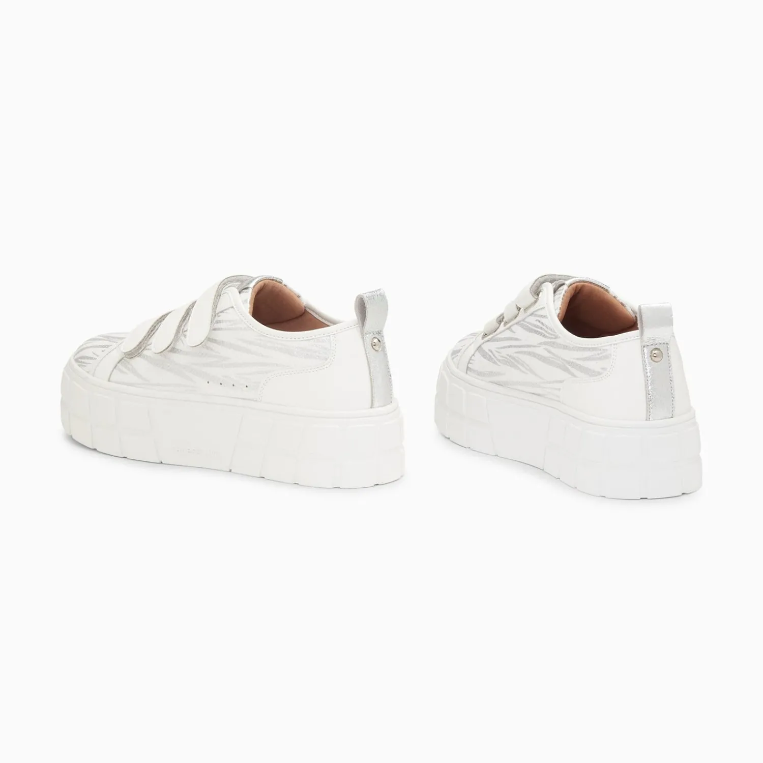 Vanessa Wu Sneakers>Baskets Bridget Blanc Et Argent Zebre A Plateforme