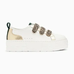 Vanessa Wu Sneakers>Baskets Bridget Or Et Guepard A Plateforme