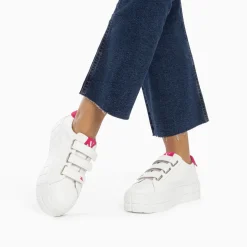 Vanessa Wu Sneakers>Baskets Coraline Blanc Et Fuchsia A Plateforme