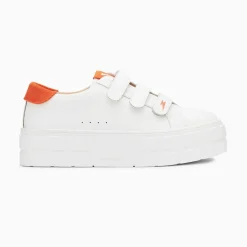 Vanessa Wu Sneakers>Baskets Coraline Blanc Et Orange A Plateforme