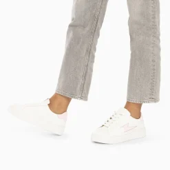 Vanessa Wu Sneakers>Baskets Eclair Angie Blanc Et Rose A Lacets