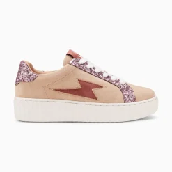 Vanessa Wu Sneakers>Baskets Eclair Appoline Beige Et Rose A Lacets