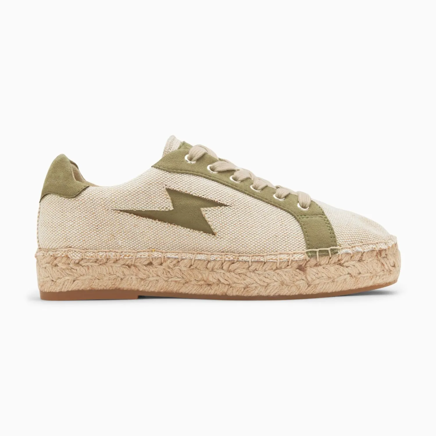 Vanessa Wu Sneakers>Baskets Eclair April Beige Et Kaki A Semelle Espadrille