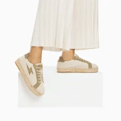 Vanessa Wu Sneakers>Baskets Eclair April Beige Et Kaki A Semelle Espadrille