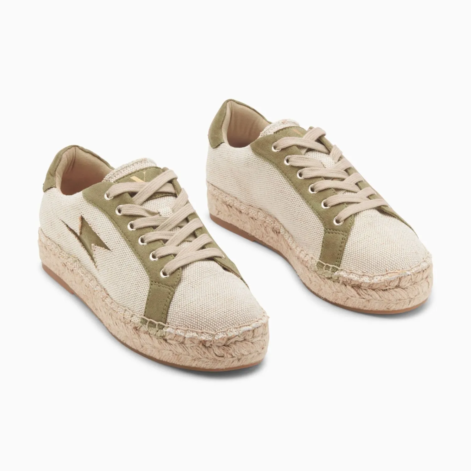 Vanessa Wu Sneakers>Baskets Eclair April Beige Et Kaki A Semelle Espadrille