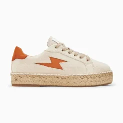 Vanessa Wu Sneakers>Baskets Eclair April Beige Et Orange A Semelle Espadrille