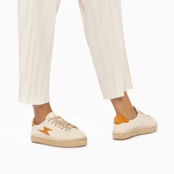 Vanessa Wu Sneakers>Baskets Eclair April Beige Et Orange A Semelle Espadrille