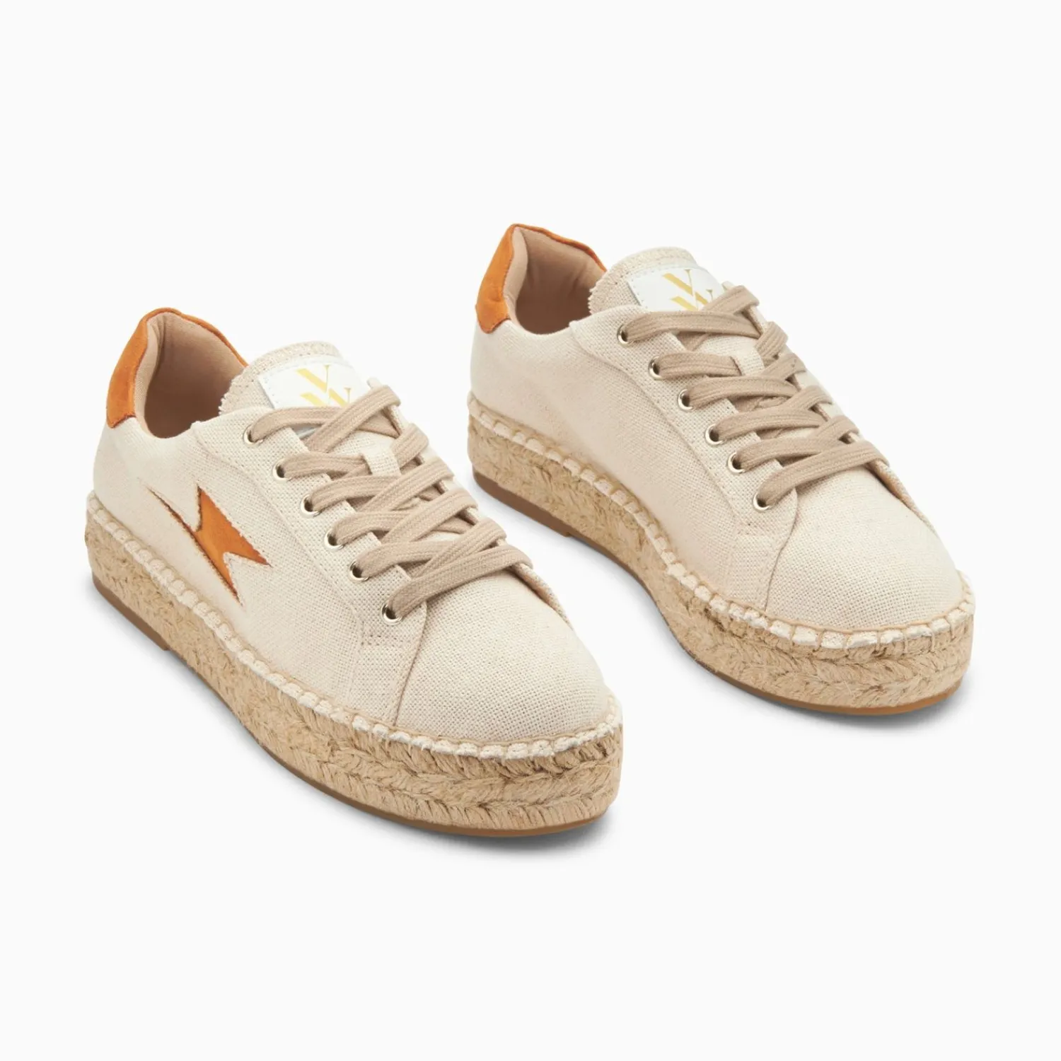 Vanessa Wu Sneakers>Baskets Eclair April Beige Et Orange A Semelle Espadrille