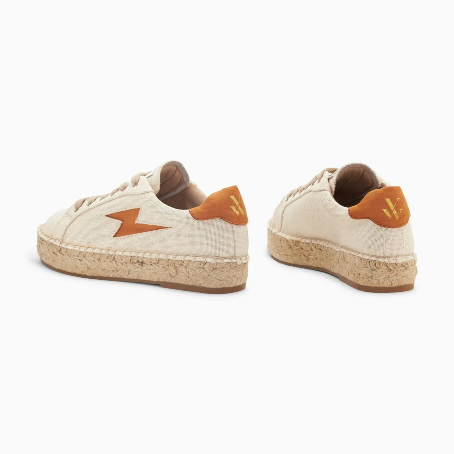 Vanessa Wu Sneakers>Baskets Eclair April Beige Et Orange A Semelle Espadrille