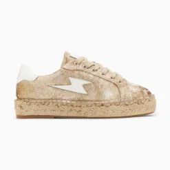 Vanessa Wu Sneakers>Baskets Eclair April Or Et Blanc A Semelle Espadrille