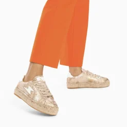 Vanessa Wu Sneakers>Baskets Eclair April Or Et Blanc A Semelle Espadrille