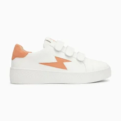 Vanessa Wu Sneakers>Baskets Eclair Camelia Blanc Et Orange A Scratchs