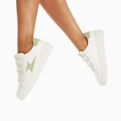 Vanessa Wu Sneakers>Baskets Eclair Camelia Blanc Et Vert Amande A Scratchs