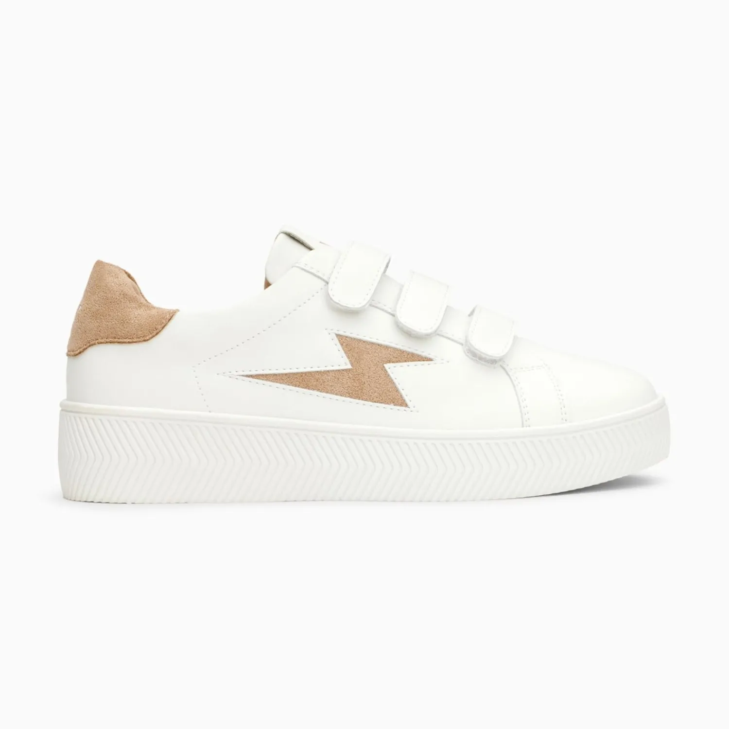 Vanessa Wu Sneakers>Baskets Eclair Camelia Blanc Et Beige A Scratchs