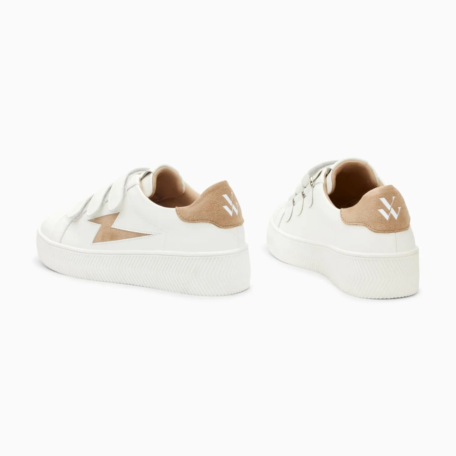 Vanessa Wu Sneakers>Baskets Eclair Camelia Blanc Et Beige A Scratchs