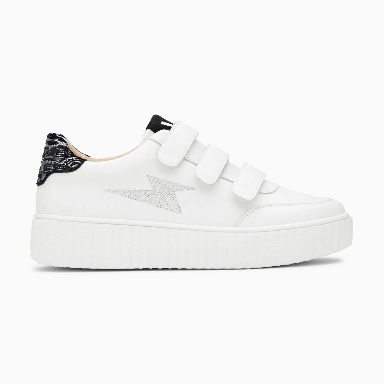 Vanessa Wu Sneakers>Baskets Eclair Damia Blanc Et Noir Imprime Zebre A Scratchs