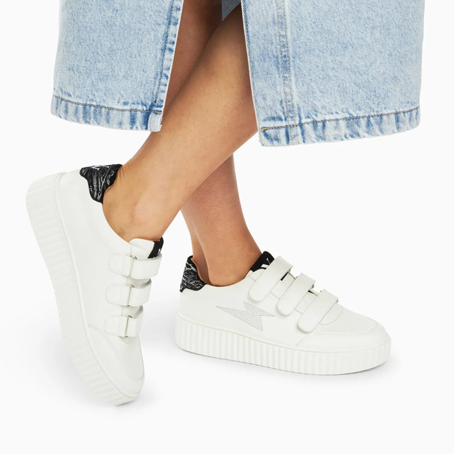 Vanessa Wu Sneakers>Baskets Eclair Damia Blanc Et Noir Imprime Zebre A Scratchs
