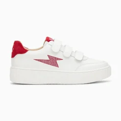 Vanessa Wu Sneakers>Baskets Eclair Damia Blanc Et Rouge A Scratchs