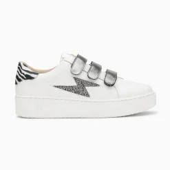 Vanessa Wu Sneakers>Baskets Eclair Darine Blanc Et Zebre A Scratchs Anthracite