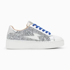 Vanessa Wu Sneakers>Baskets Eclair Elise Argent Paillete A Lacets