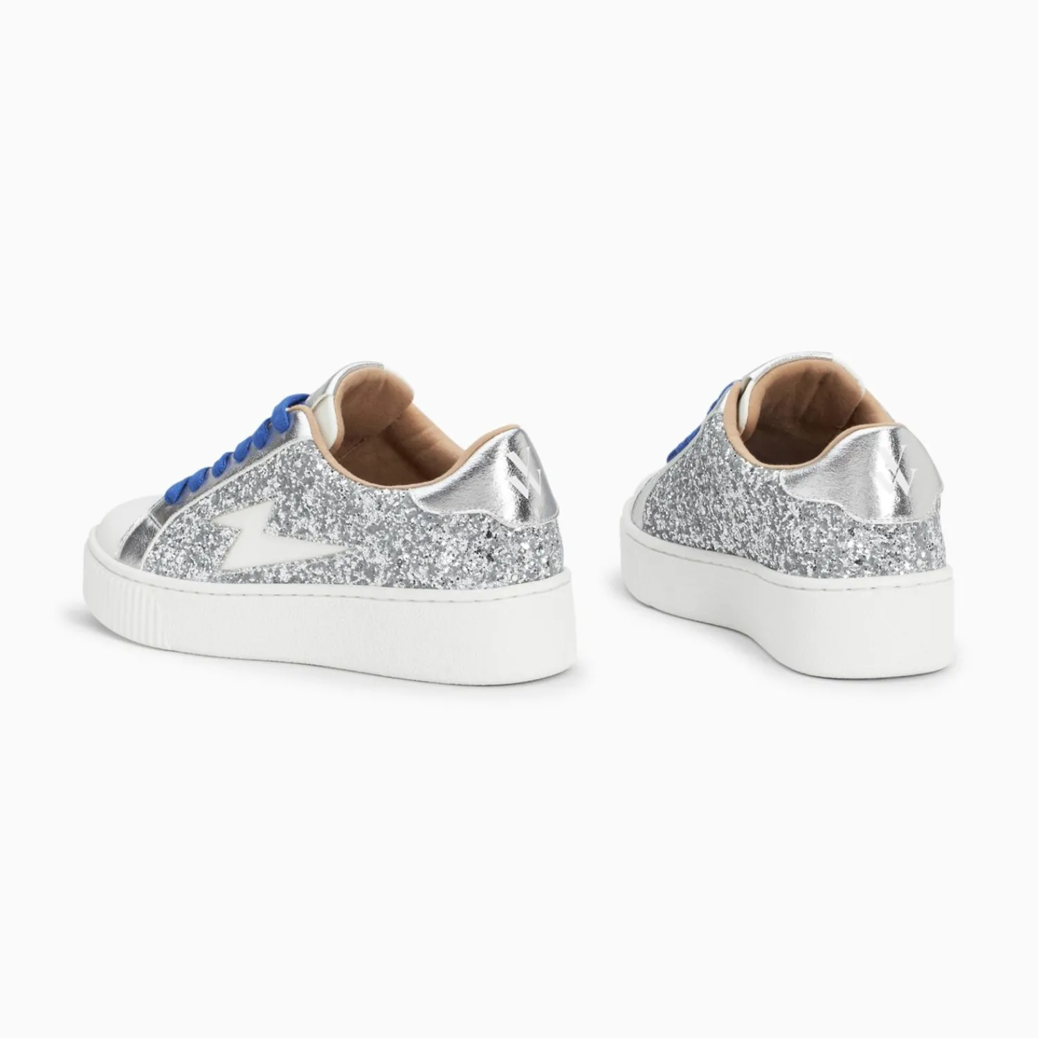 Vanessa Wu Sneakers>Baskets Eclair Elise Argent Paillete A Lacets