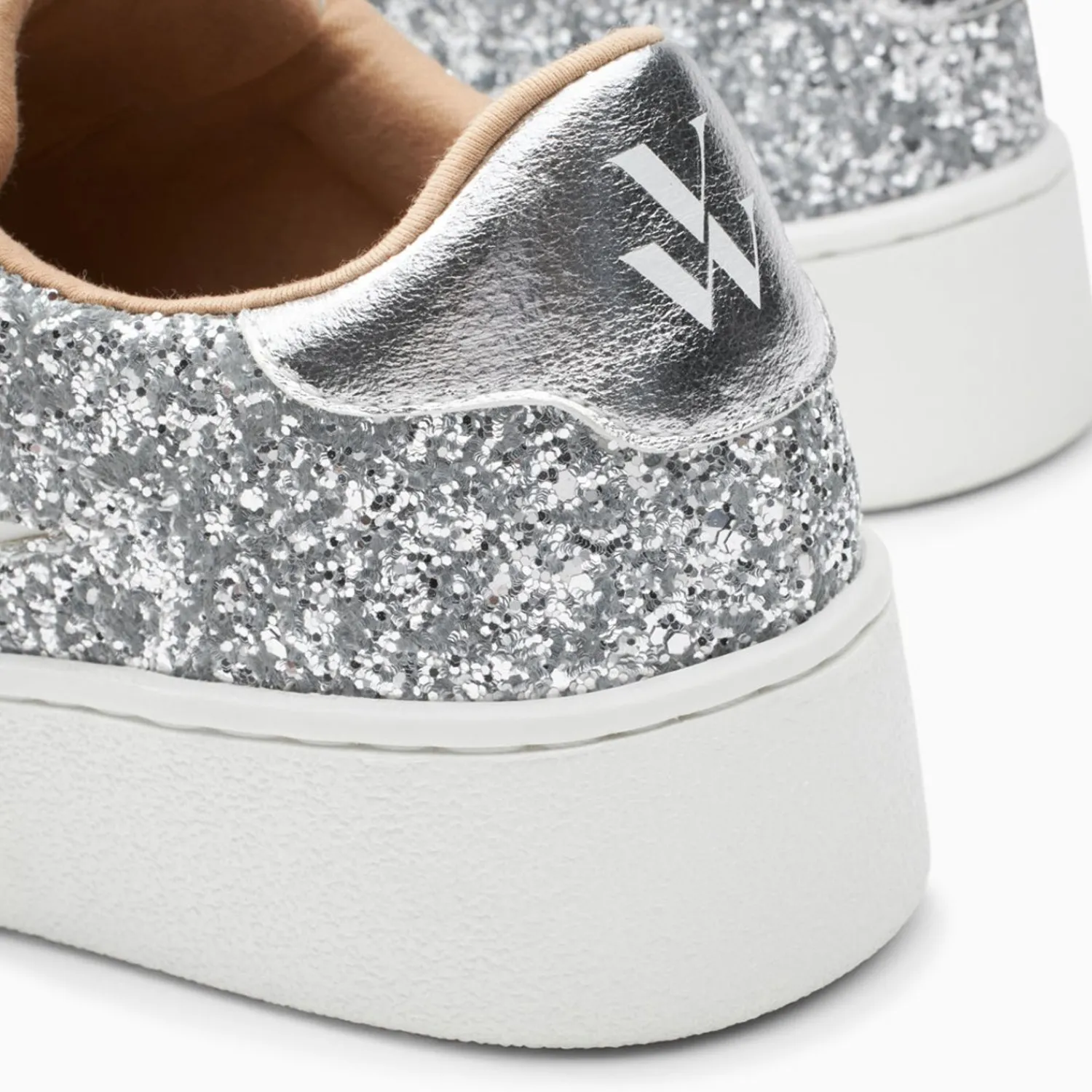 Vanessa Wu Sneakers>Baskets Eclair Elise Argent Paillete A Lacets