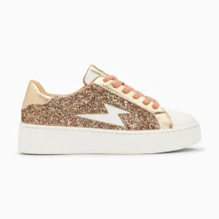 Vanessa Wu Sneakers>Baskets Eclair Elise Rose Gold Paillete A Lacets