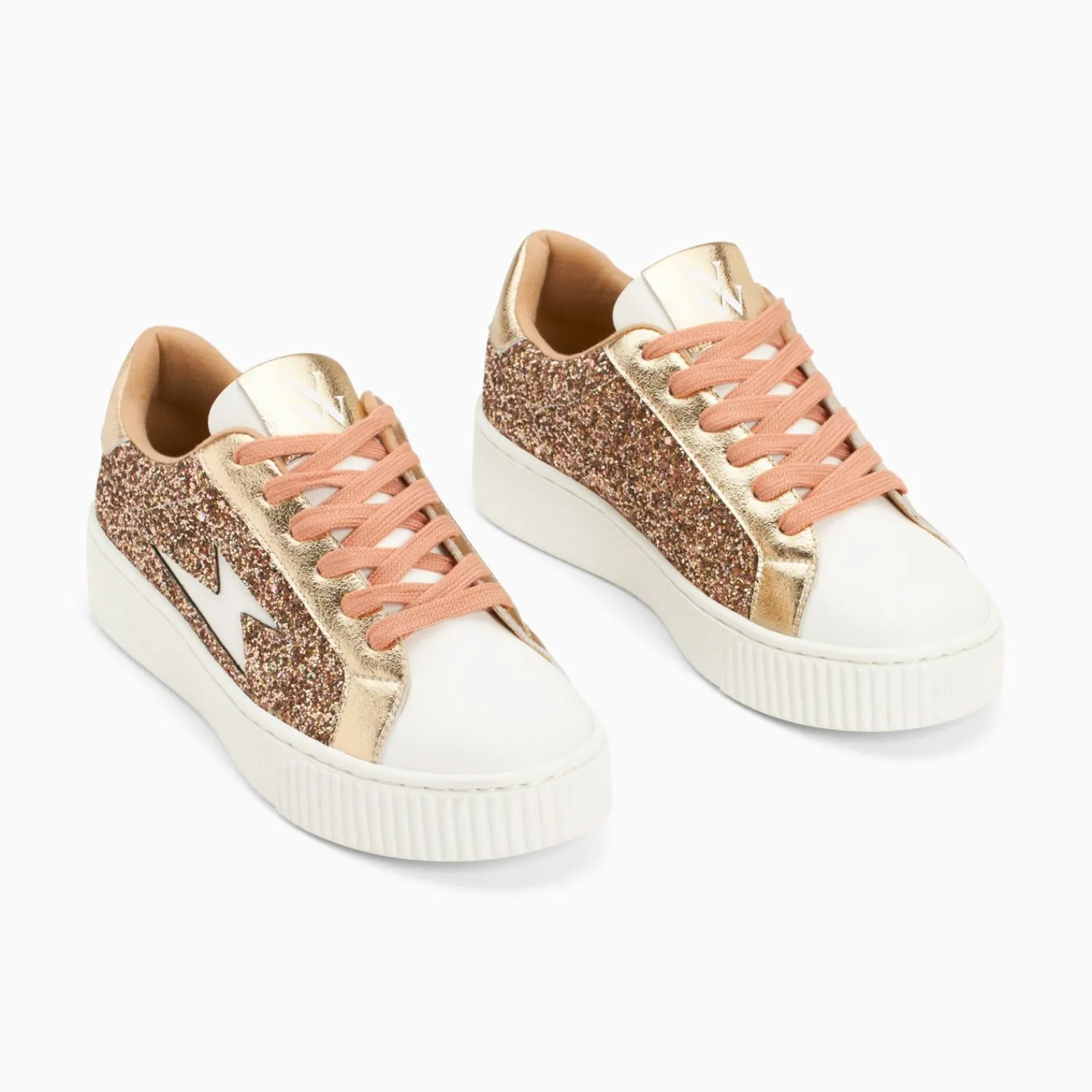 Vanessa Wu Sneakers>Baskets Eclair Elise Rose Gold Paillete A Lacets