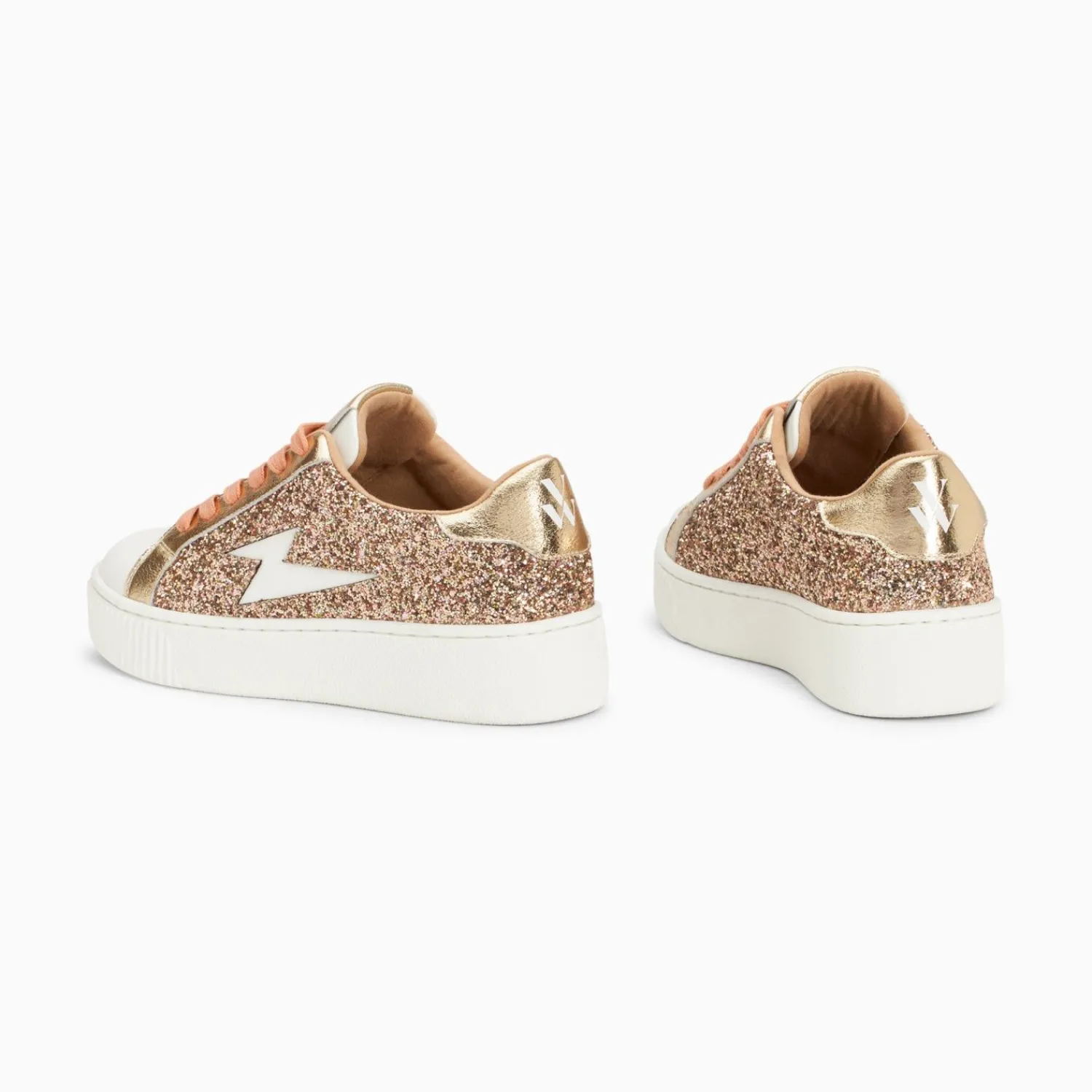 Vanessa Wu Sneakers>Baskets Eclair Elise Rose Gold Paillete A Lacets