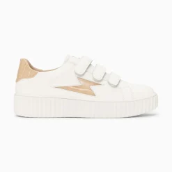 Vanessa Wu Sneakers>Baskets Eclair Elsa Blanc Et Beige Croco A Scratchs