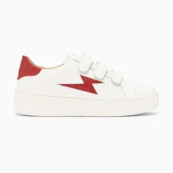 Vanessa Wu Sneakers>Baskets Eclair Elsa Blanc Et Rouge Croco A Scratchs