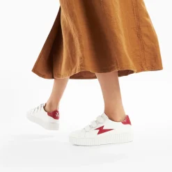 Vanessa Wu Sneakers>Baskets Eclair Elsa Blanc Et Rouge Croco A Scratchs
