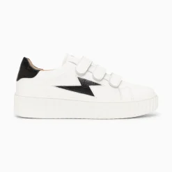 Vanessa Wu Sneakers>Baskets Eclair Elsa Blanc Et Noir Croco A Scratchs