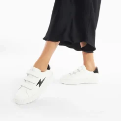 Vanessa Wu Sneakers>Baskets Eclair Elsa Blanc Et Noir Croco A Scratchs