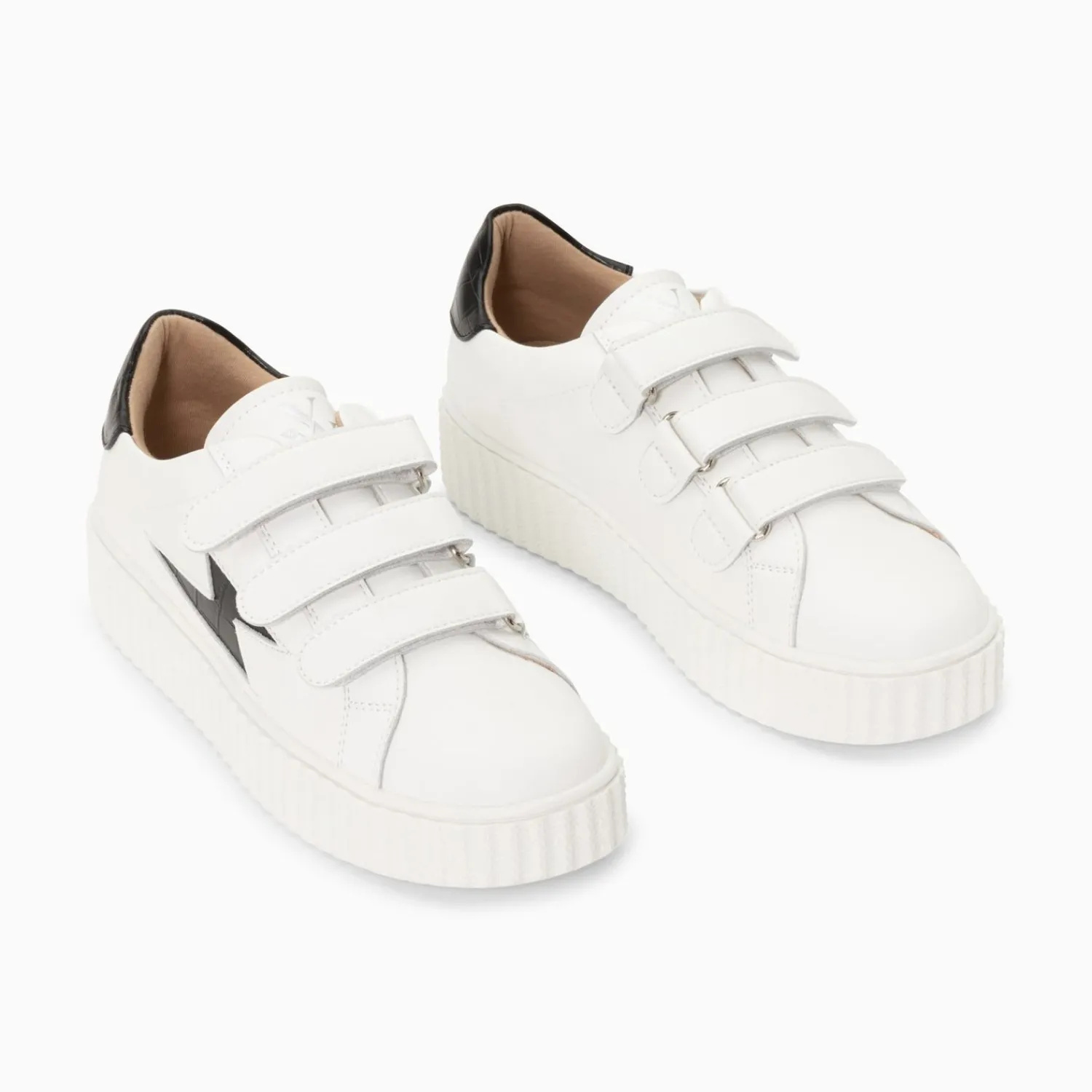 Vanessa Wu Sneakers>Baskets Eclair Elsa Blanc Et Noir Croco A Scratchs