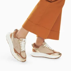 Vanessa Wu Sneakers>Baskets Eclair Esther Beige Et Or A Semelle Oversize