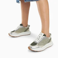 Vanessa Wu Sneakers>Baskets Eclair Esther Kaki Et Argent A Semelle Oversize