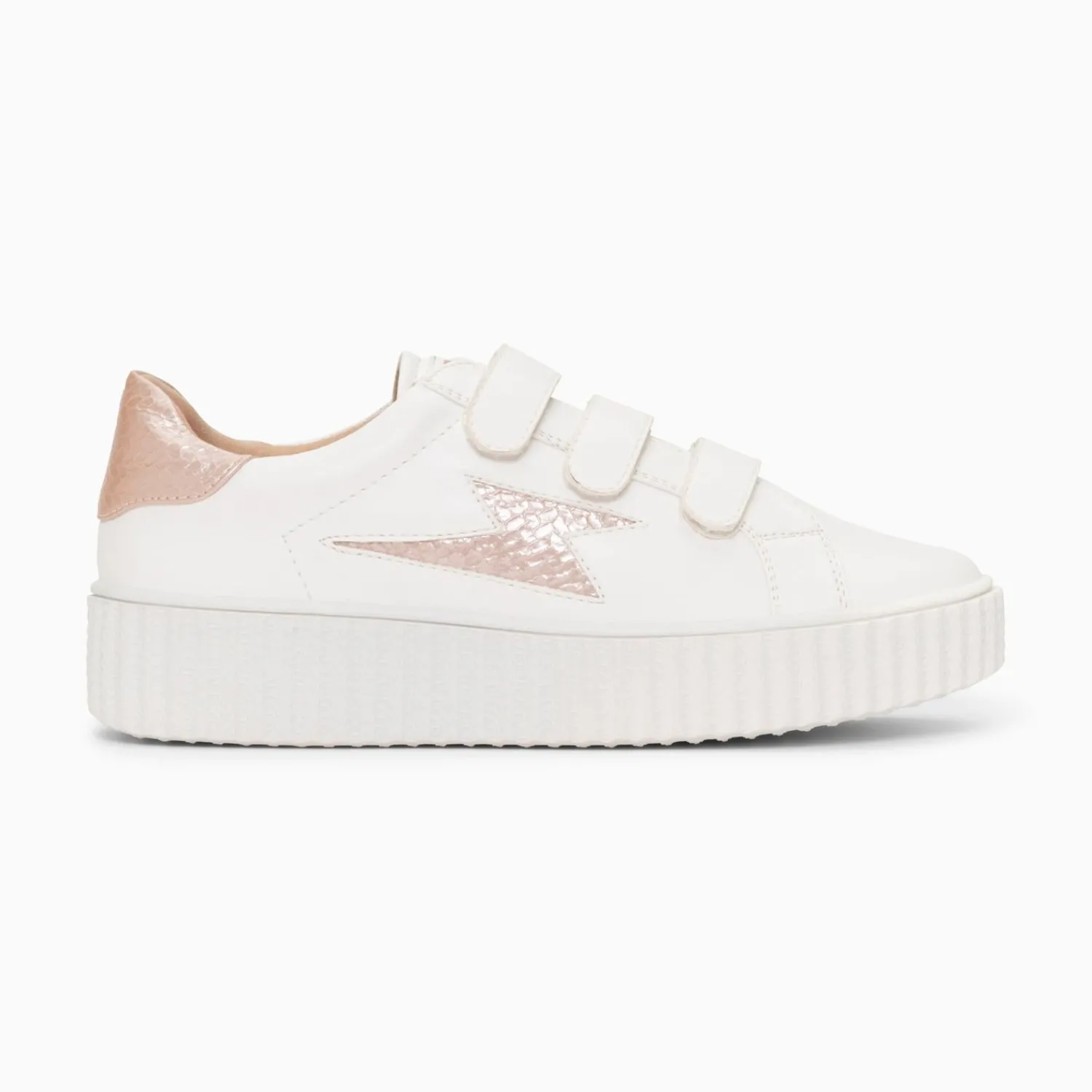 Vanessa Wu Sneakers>Baskets Eclair Eva Blanc Et Rose Gold Serpent A Scratchs